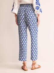 Boden Blue Crinkle Tapered Trousers - Image 3 of 5