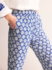 Boden Blue Crinkle Tapered Trousers - Image 4 of 5