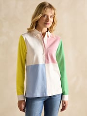 Joules Falmouth White Pastel Hotch Potch Collared Rugby Shirt - Image 1 of 8