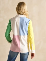 Joules Falmouth White Pastel Hotch Potch Collared Rugby Shirt - Image 2 of 8