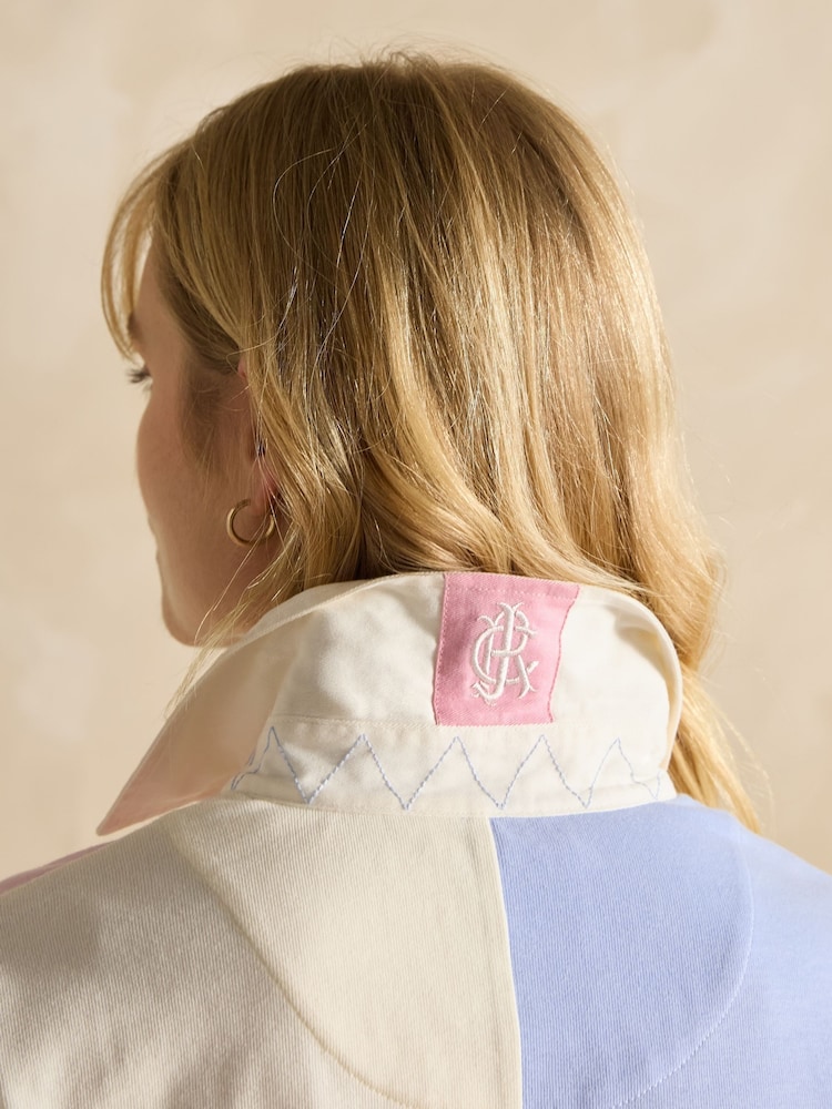 Joules Falmouth White Pastel Hotch Potch Collared Rugby Shirt - Image 7 of 8