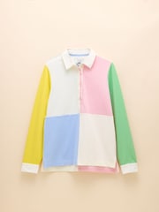 Joules Falmouth White Pastel Hotch Potch Collared Rugby Shirt - Image 8 of 8