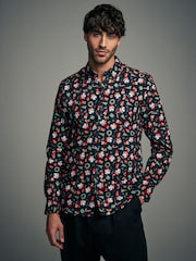 Black Storm Trooper Long Sleeve Christmas Print 100% Cotton Oxford Shirt - Image 1 of 6