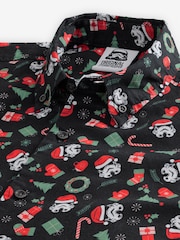 Black Storm Trooper Long Sleeve Christmas Print 100% Cotton Oxford Shirt - Image 4 of 6