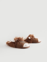 Brown Borg Lined Highland Cow Slippers - Image 1 of 7