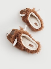 Brown Borg Lined Highland Cow Slippers - Image 2 of 7