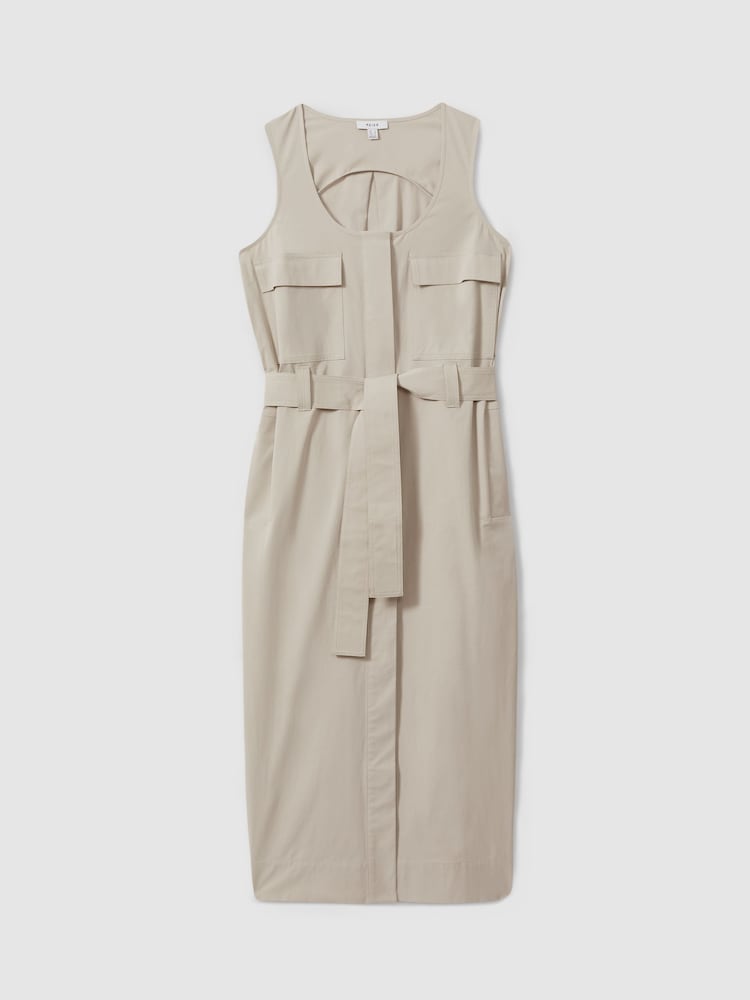 Reiss Stone Elin Utility Belted Midi Dress - Image 2 of 6