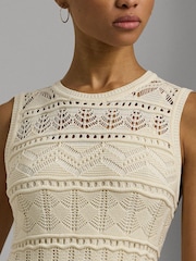 Lauren Ralph Lauren Cream Pointelle Knit Sleeveless Top - Image 4 of 8