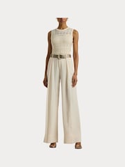 Lauren Ralph Lauren Cream Pointelle Knit Sleeveless Top - Image 7 of 8