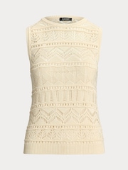 Lauren Ralph Lauren Cream Pointelle Knit Sleeveless Top - Image 8 of 8