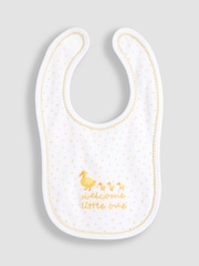 JoJo Maman Bébé White Welcome Little One Bib - Image 1 of 3