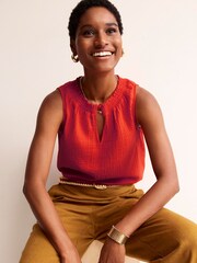 Boden Orange Georgia Double Cloth Top - Image 1 of 4