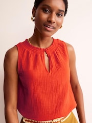 Boden Orange Georgia Double Cloth Top - Image 3 of 4