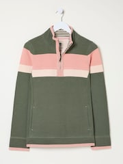 FatFace Airlie Olive & Pink Striped Sweat Top - Image 5 of 5