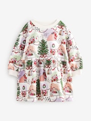 Ecru White Cath Kidston Christmas Sweat Dress (3mths-7yrs) - Image 13 of 16