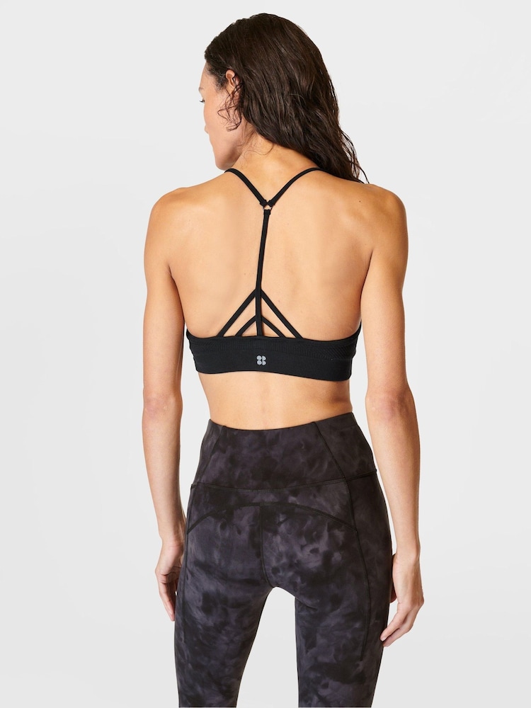 Schwarz - Sweaty Betty Mindful Flex Nahtloser Yoga-BH - Bild 2 von 6
