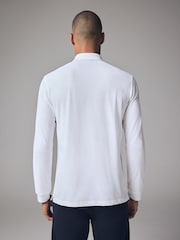 White Long Sleeve Pique Polo Shirt - Image 3 of 8