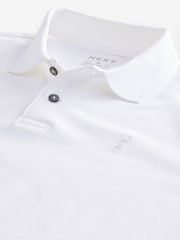 White Long Sleeve Pique Polo Shirt - Image 7 of 8
