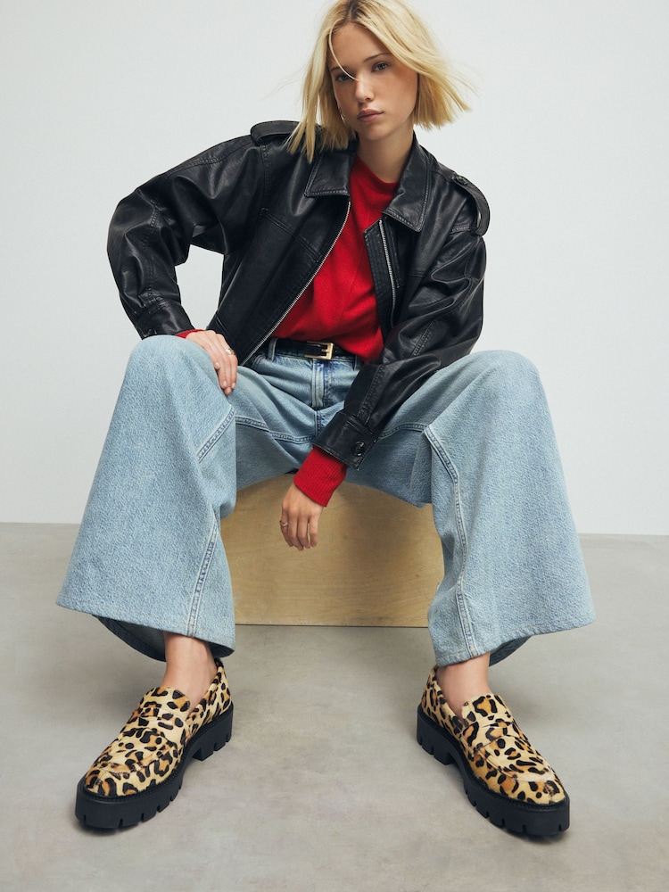 Leopard Forever Comfort® Leather Chunky Loafers - Image 2 of 7