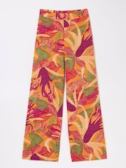 FatFace Falon Orange Tropical Floral Wide Leg Trousers - Image 5 of 5