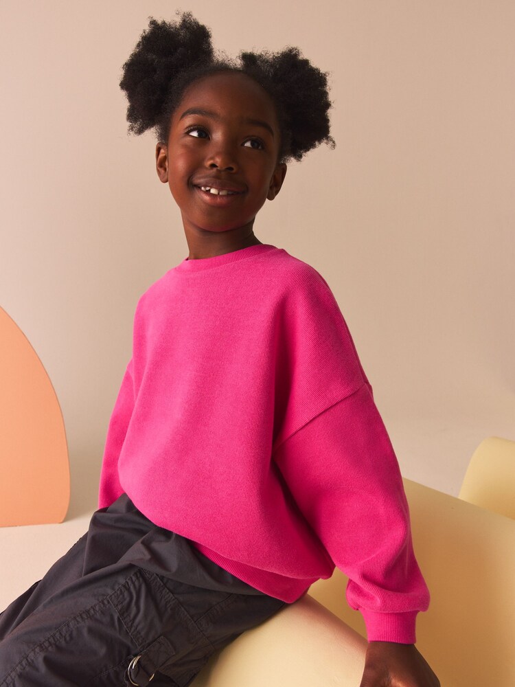 Pink - Gemütliches, geripptes Oversize-Sweatshirt (3 – 16 Jahre) - Bild 1 von 8