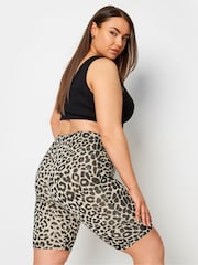 Yours Curve Black Limited Leopard Print Cycle Shorts - Image 3 of 5