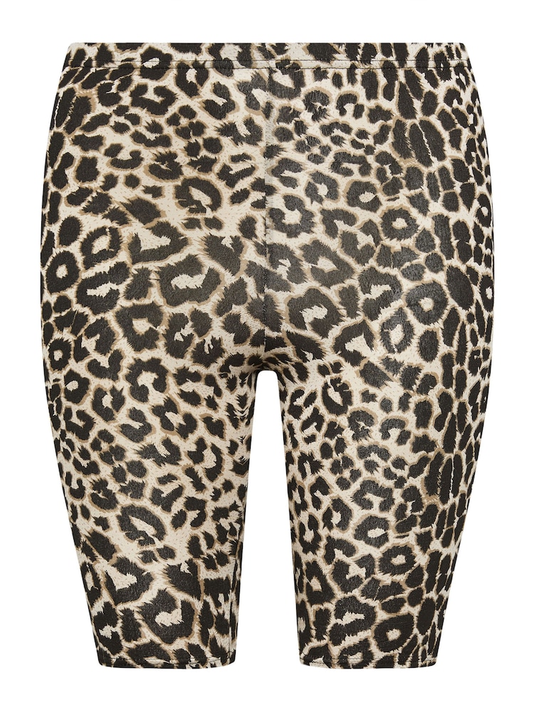 Yours Curve Black Limited Leopard Print Cycle Shorts - Image 5 of 5