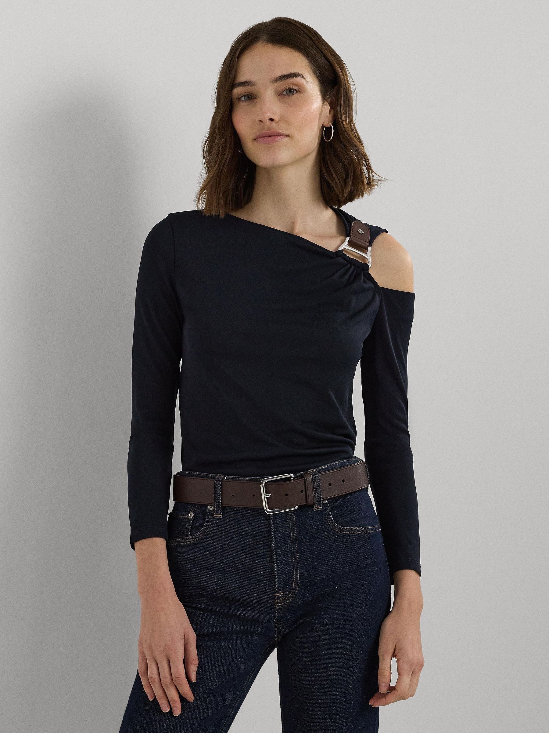 Sat n al Lauren Ralph Lauren Navy Harlee Shoulder Detail Top Next Turkey sitesinden