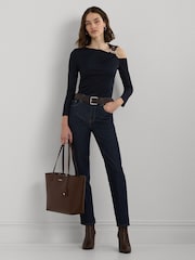 Lauren Ralph Lauren Navy Harlee Shoulder Detail Top - Image 2 of 8