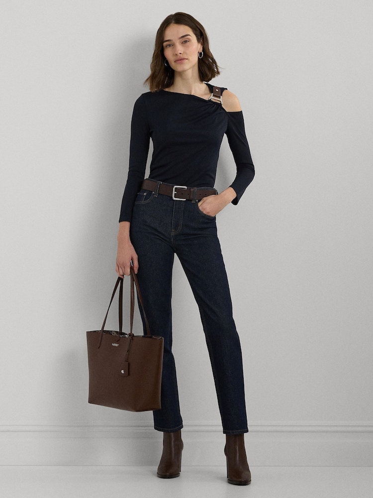 Lauren Ralph Lauren Navy Harlee Shoulder Detail Top - Image 2 of 8