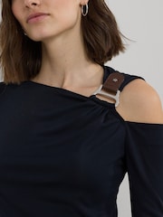 Lauren Ralph Lauren Navy Harlee Shoulder Detail Top - Image 4 of 8