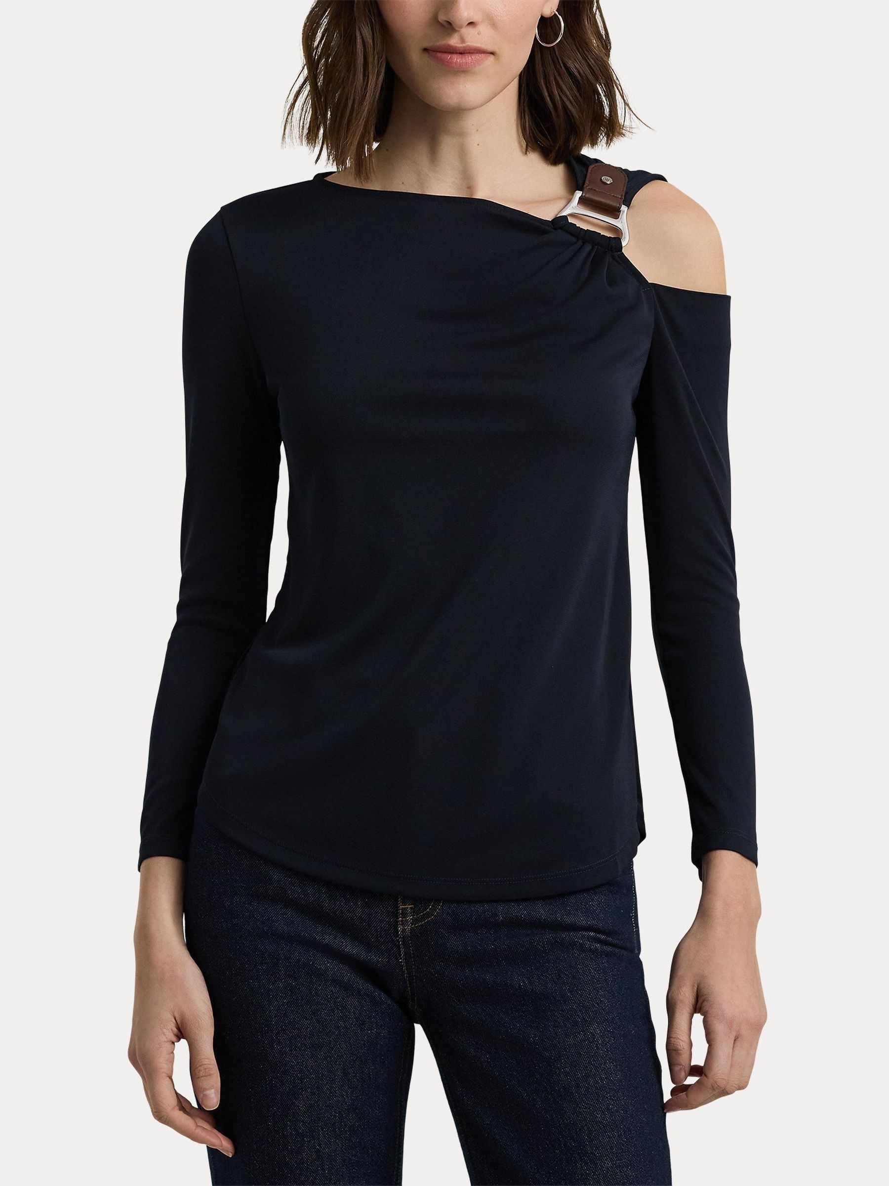 Sat n al Lauren Ralph Lauren Navy Harlee Shoulder Detail Top Next Turkey sitesinden