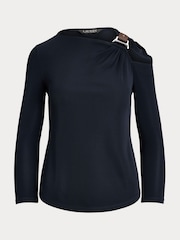 Lauren Ralph Lauren Navy Harlee Shoulder Detail Top - Image 8 of 8