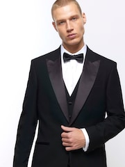 River Island Black Stretch Suit Jacket - Image 3 of 4