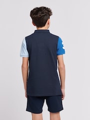 U.S. Polo Assn. Blue Boys 100% Cotton Player 3 Colourblock Polo Shirt - Image 4 of 6
