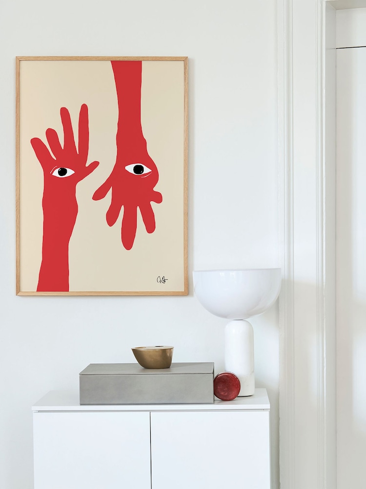 Paper Collective Cream Hamsa Hands Framed Wall Art Print in Natural Oak Frame - Image 4 of 4 Paper Collective Cream Hamsa Hands Framed Wall Art Print in Natural Oak Frame - Image 4 of 4