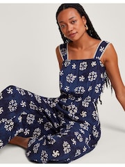 Monsoon Blue Loreta Batik Print Jumpsuit - Image 4 of 5