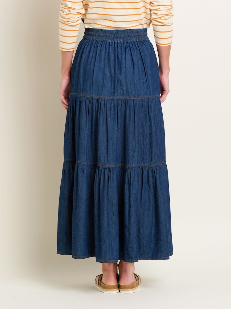 Brakeburn Blue Denim 100% Cotton Maxi Skirt - Image 2 of 5