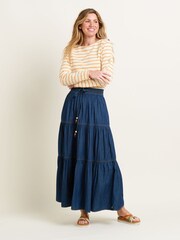 Brakeburn Blue Denim 100% Cotton Maxi Skirt - Image 4 of 5