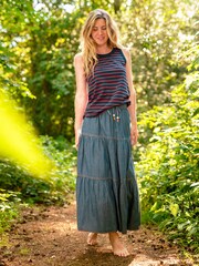 Brakeburn Blue Denim 100% Cotton Maxi Skirt - Image 5 of 5