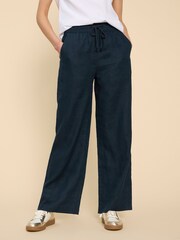 White Stuff Blue Belle 100% Linen Blend Wide Trousers - Image 1 of 7