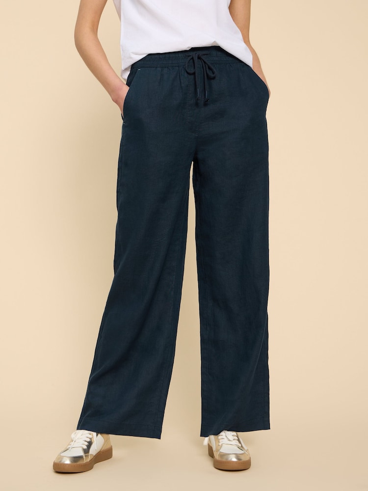 White Stuff Blue Belle 100% Linen Blend Wide Trousers - Image 1 of 7
