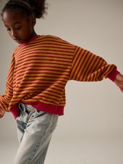 Red/Green Stripe Oversized Cosy Rib Sweatshirt (3-16yrs) - Image 1 of 8