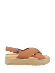Crocs Brown Brooklyn Luxe Cross Strap Sandals - Image 1 of 4