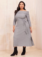 Curves Like These, gestricktes Bardot-Midikleid - Bild 1 von 4