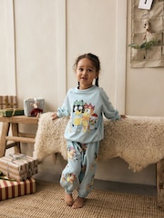 Синий - Bluey 100% Хлопок Лицензия Рождество Пижама (12месяцев-10лет) - Image 1 of 9
