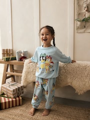 Синий - Bluey 100% Хлопок Лицензия Рождество Пижама (12месяцев-10лет) - Image 2 of 9