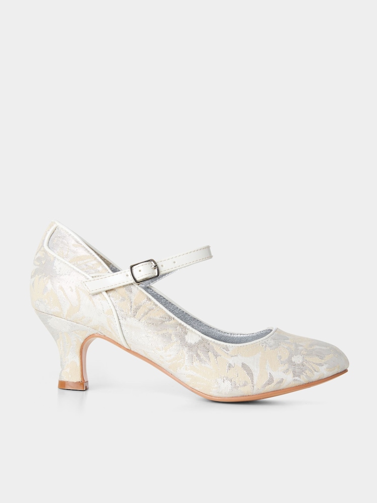 Joe Browns Silver Shimmery Jacquard Mary Janes Shoes - Image 1 of 5 Joe Browns Silver Shimmery Jacquard Mary Janes Shoes - Image 1 of 5