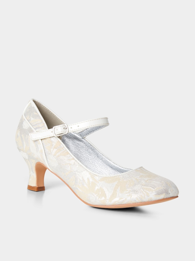 Joe Browns Silver Shimmery Jacquard Mary Janes Shoes - Image 2 of 5 Joe Browns Silver Shimmery Jacquard Mary Janes Shoes - Image 2 of 5