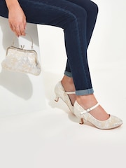 Joe Browns Silver Shimmery Jacquard Mary Janes Shoes - Image 4 of 5